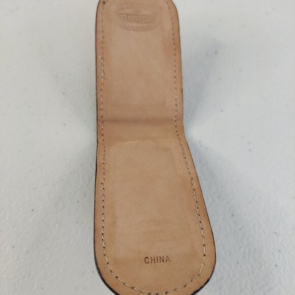 Leather Money Clip VTG Magnetic with basketweave leather Design Chocolate Brown - Picture 7 of 12